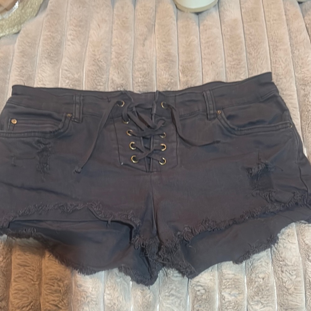 Billabong Black Jean Shorts Distressed Cut-Off Style